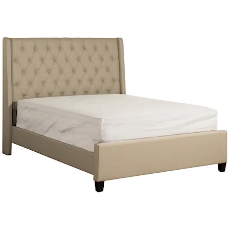 Traditional Queen Size Upholstered Bed with Tufting